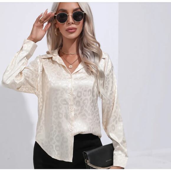 Chicgenes Urban Wind Button Down Print Long Sleeve Blouse - Picture 2 of 5